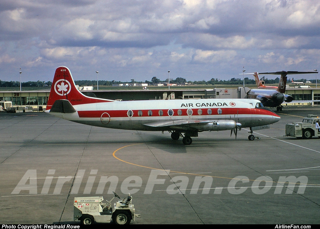 Air Canada Vickers Viscount CF-THL seen from the observation deck at Montreal Dorval in September of 1973, just a year before the Air Canada Viscount fleet was retired.