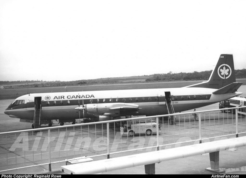 Air Canada Vickers Vanguard CF-TKH awaits passengers on the Dorval apron as viewed from the once sprawling open air observation deck at Montreal. In this case the photo was taken in 1967, and the Vanguard is carrying the small Expo 67 logo by the right sill of the rear passenger door. CF-TKH was sold to Europe Air Service in 1972 as F-BTOU.